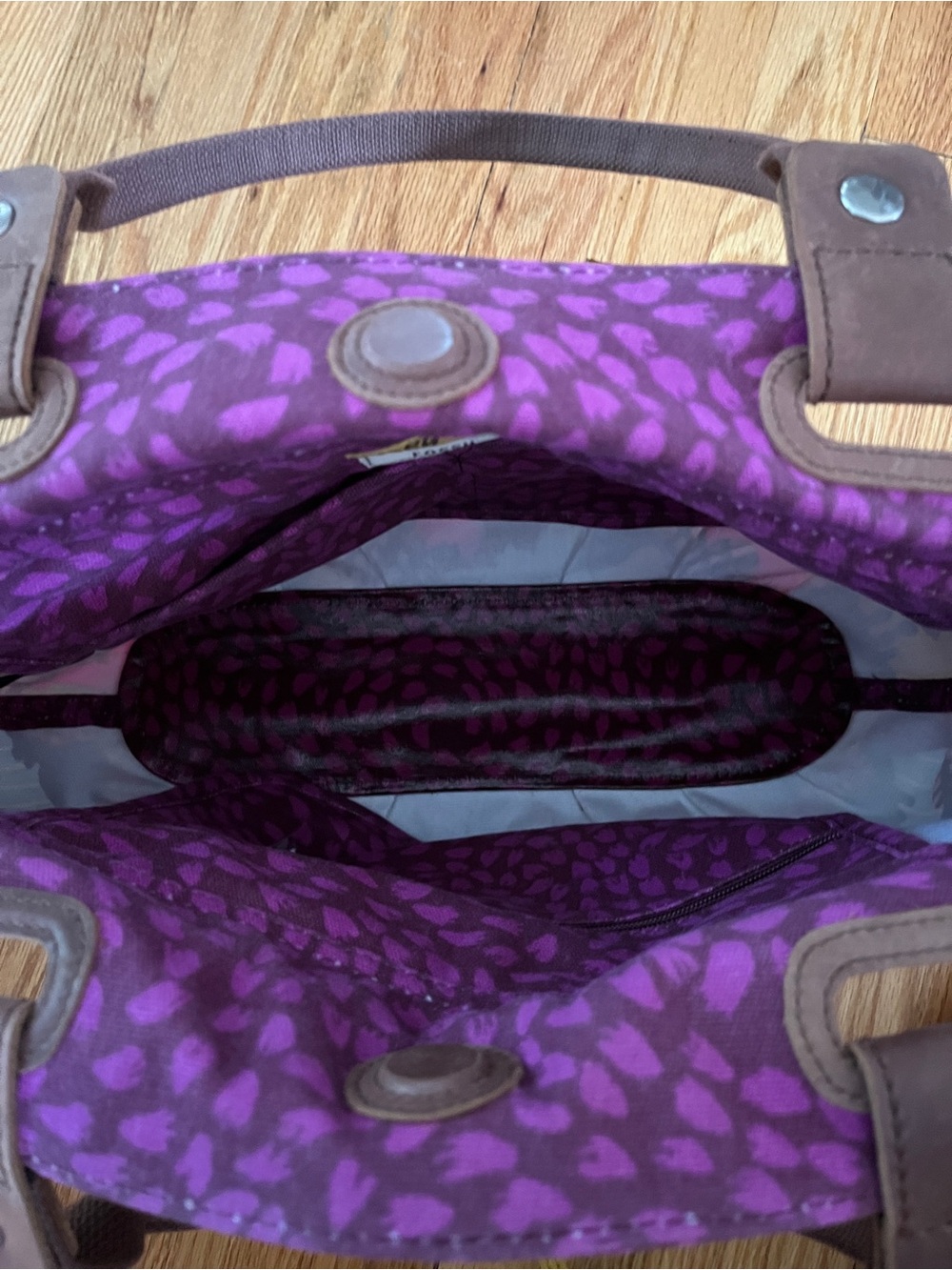 Fossil Ket-Pur Multicolor Patterned Shoulder Bag with Purple and Brown Accents - Picture 5 of 5